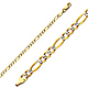 2.5mm 14K Two-Tone Gold White Pave Figaro Link Chain Bracelet 7in thumb 0