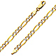 5mm 14K Two-Tone Gold White Pave Figaro Chain Link Bracelet 7.5in thumb 0
