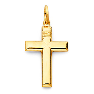 Small INRI Wide Cross Pendant in 14K Yellow Gold