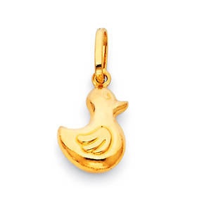 Lucky Duck Charm Pendant in 14K Yellow Gold - Mini