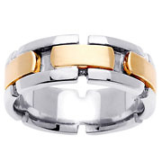 14K Two Tone Designer Wedding Band