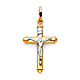 Petite Tube Crucifix Pendant in 14K Two-Tone Gold thumb 0