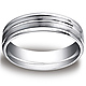 6mm Flat Striped Comfort-Fit 14K White Gold Wedding Band by Benchmark Rings thumb 0