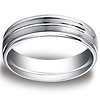 6mm Flat Striped Comfort-Fit 14K White Gold Wedding Band by Benchmark Rings