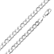5mm Sterling Silver Men's Concave Curb Cuban Link Chain Necklace 16-30in