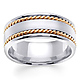8mm Satin Center Yellow Rope Hand-Woven Wedding Ring - 14K Two-Tone Gold thumb 0