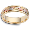 Dora Rings - 6mm Wide Braid Inlay Woven Wedding Band in 18K TriGold