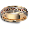 Dora Rings - 7.5mm Raised Thin Braid Inlay Woven Wedding Band in 18K TriGold