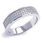 Sterling Silver Triple-Row Micropave Cubic Zirconia Ring