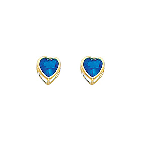 5mm Heart Birthstone Color CZ Stud Earrings in 14K Yellow Gold