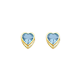 5mm Heart Birthstone Color CZ Stud Earrings in 14K Yellow Gold