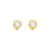 5mm Heart Birthstone Color CZ Stud Earrings in 14K Yellow Gold
