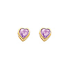 5mm Heart Birthstone Color CZ Stud Earrings in 14K Yellow Gold