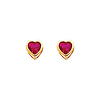 5mm Heart Birthstone Color CZ Stud Earrings in 14K Yellow Gold