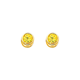 5mm Birthstone Color Round-Cut CZ Stud Earrings in 14K Yellow Gold