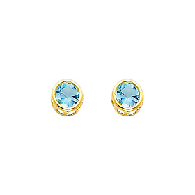 5mm Birthstone Color Round-Cut CZ Stud Earrings in 14K Yellow Gold