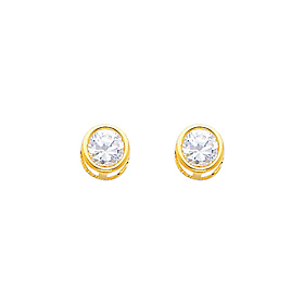 5mm Birthstone Color Round-Cut CZ Stud Earrings in 14K Yellow Gold
