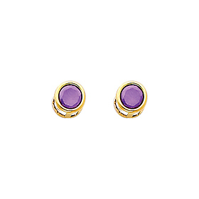 5mm Birthstone Color Round-Cut CZ Stud Earrings in 14K Yellow Gold