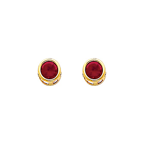 5mm Birthstone Color Round-Cut CZ Stud Earrings in 14K Yellow Gold
