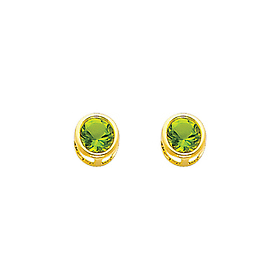 5mm Birthstone Color Round-Cut CZ Stud Earrings in 14K Yellow Gold