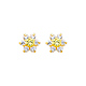 Flower Birthstone Color CZ Stud Earrings in 14K Yellow Gold thumb 0