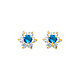 Flower Birthstone Color CZ Stud Earrings in 14K Yellow Gold thumb 0