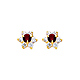 Flower Birthstone Color CZ Stud Earrings in 14K Yellow Gold thumb 0