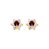 Flower Birthstone Color CZ Stud Earrings in 14K Yellow Gold