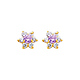Flower Birthstone Color CZ Stud Earrings in 14K Yellow Gold thumb 0