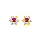 Flower Birthstone Color CZ Stud Earrings in 14K Yellow Gold thumb 0