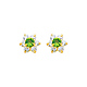 Flower Birthstone Color CZ Stud Earrings in 14K Yellow Gold thumb 0