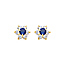 Flower Birthstone Color CZ Stud Earrings in 14K Yellow Gold - Sep