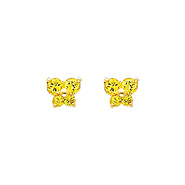 Butterfly Birthstone Color CZ Stud Earrings in 14K Yellow Gold