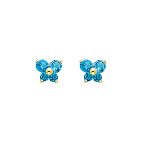 Butterfly Birthstone Color CZ Stud Earrings in 14K Yellow Gold