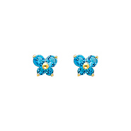 Butterfly Birthstone Color CZ Stud Earrings in 14K Yellow Gold