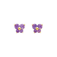 Butterfly Birthstone Color CZ Stud Earrings in 14K Yellow Gold