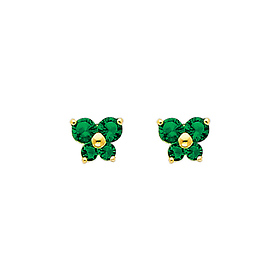 Butterfly Birthstone Color CZ Stud Earrings in 14K Yellow Gold