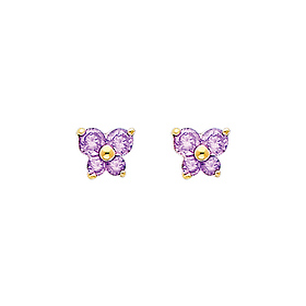 Butterfly Birthstone Color CZ Stud Earrings in 14K Yellow Gold