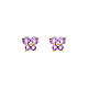 Butterfly Birthstone Color CZ Stud Earrings in 14K Yellow Gold thumb 0