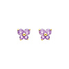 Butterfly Birthstone Color CZ Stud Earrings in 14K Yellow Gold