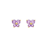 Butterfly Birthstone Color CZ Stud Earrings in 14K Yellow Gold