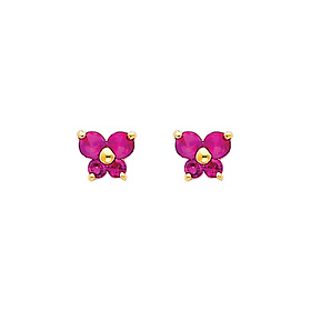 Butterfly Birthstone Color CZ Stud Earrings in 14K Yellow Gold