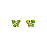 Butterfly Birthstone Color CZ Stud Earrings in 14K Yellow Gold