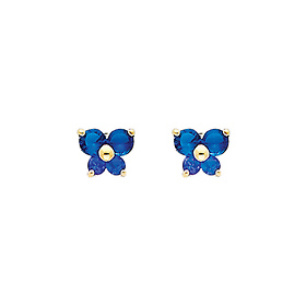 Butterfly Birthstone Color CZ Stud Earrings in 14K Yellow Gold
