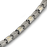 Greek Style 14K Gold Inlay Titanium Bracelet