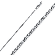 1.5mm 14K White Gold Flat Open Spiga Wheat Chain Necklace 16-22in