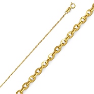 1.2mm 14K Yellow Gold Solid Diamond-Cut Beveled Cable Chain Necklace 16-22in
