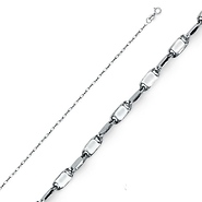 1.2mm 14K White Gold Twisted Snail Chain Necklace 16-22in