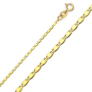 1.3mm Solid 14K Yellow Gold Valentino Chain Necklace 16-22in