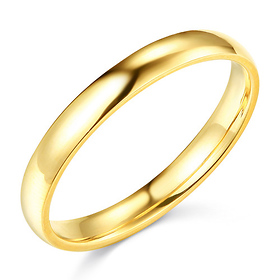 3mm Classic Light Comfort-Fit Dome Wedding Band - 10K, 14K, 18K Yellow Gold